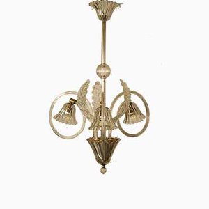 Lampada da soffitto in vetro di Murano a 3 braccia di Ercole Barovier per Barovier & Toso, anni '40