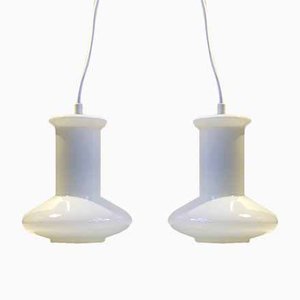 Lampade da soffitto in vetro opalino bianco di Holmegaard, anni '70, set di 2