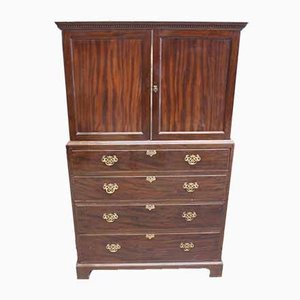 Antique Maple & Mahogany Chest of Drawers & Linen Cupboard, 1900s