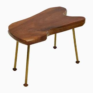 Table Basse Mid-Century en Noyer & Laiton dans le Style de Carl Auböck, 1950s