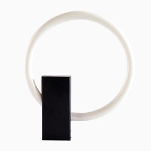 Lampe de Bureau Tube Circulaire Minimaliste avec Socle en Acier Noir par Aldo Van den Nieuwelaar, 1970s