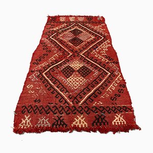 Small Turkish Black & Red Wool Kilim Carpet, 1950s