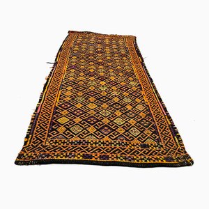 Small Turkish Gold, Black & Red Wool Kilim Carpet, 1950s
