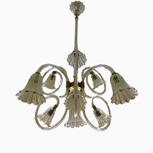 Large Nine-Arm Ceiling Lamp by Ercole Barovier for Barovier & Toso, 1940s