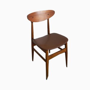 Italian Beech & Leatherette Dining Chair, 1970s