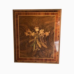 Quadro antico Art Nouveau con intarsi floreali, Francia