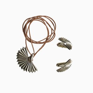 Silberne Vintage Ohrringe & Anhänger von Loewe, 3 . Set