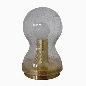 Lámpara de mesa Iceglass y latón de Doria Leuchten, años 60