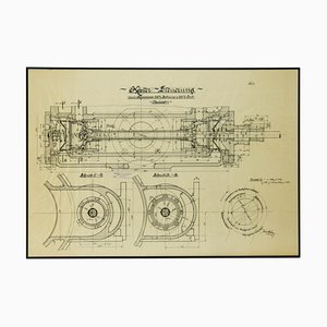 Original Technical Drawing of Compressor, 1925