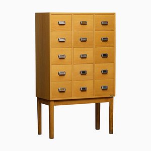 Oak and Beech Filing Cabinet by Lövgrens Traryd, Sweden, 1970s