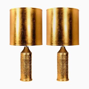 Bitossi Lampen von Bergboms, mit Maßgefertigten Schirmen von Rene Houben, 2er Set