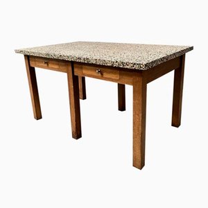 Eichenholz Schreibtisch mit Granitplatte