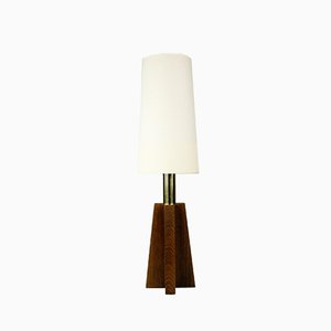 Lampada da tavolo Mid-Century con base in legno di Doria Leuchten