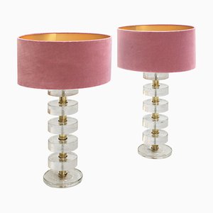 Mid-Century Italian Modern Style Sculptural Murano Glass Table Lamps, Set of 2