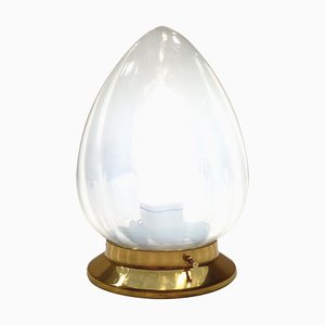 Lampada in vetro opalino e ottone, anni '50