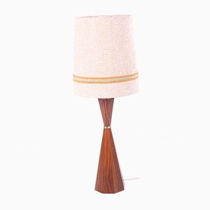 Floor Lamp with Wooden Base & Original Shade, 1960s