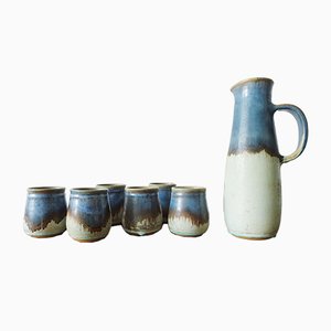 Griechischer Keramik Krug & Trinkbecher von Kamini, 1970er, 7er Set