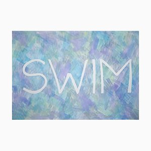 Photographie Ryan Rivadeneyra, Swim, Summer Fresh Painting on Paper, Typography in Purple, 2021