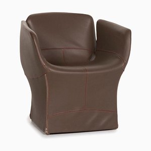 Bloomy Moroso Dark Brown Leather Armchair by Patricia Urquiola