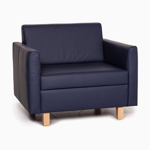 Dark Blue Leather Armchair by Minnie Franz