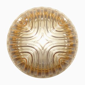 Lámpara de vidrio estriado y bronce, años 60