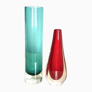 Italian Murano Glass Vases, 1960s, Set of 2