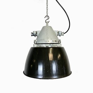 Grey Cast Aluminium Explosion-Proof Lamp with Black Enameled Shade from Elektrosvit, 1970s