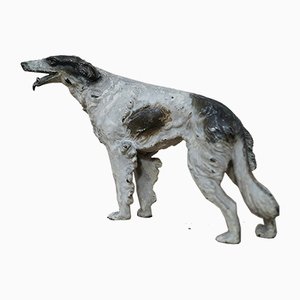 Borzoi ruso de bronce pintado