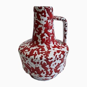 Brocca / vaso in ceramica rossa e bianca di Jopeko, anni '70