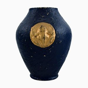 Antike 1713 Vase aus glasiertem Steingut von Emile Gallé für Nancy, 1880er