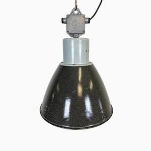 Lámpara de fábrica industrial esmaltada en gris de Elektrosvit, años 60