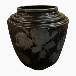 Art Deco Vase aus Glas & Silber von D'Argyl, 1920er
