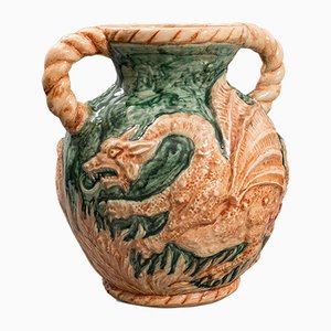 Vase Dragon Victorien Antique en Céramique Décorative