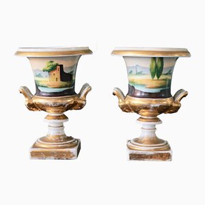 Antique Porcelain Medici Vases, Set of 2