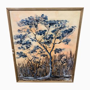 Trees, 1970s, Painting, Framed