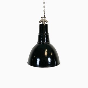 Bauhaus Industrial Black Enamel Ceiling Lamp, 1930s