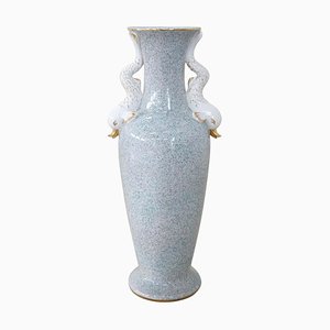 Large Italian Hand-Painted Porcelain Vase, 1980s