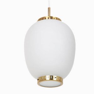 Brass & Glass China Pendant Lamp by Bent Karlby for Lyfa, 1960s