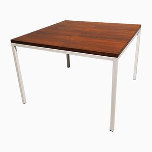 Mid-Century Rosewood Coffee Table with White Lacquered Metal Legs, 1960s