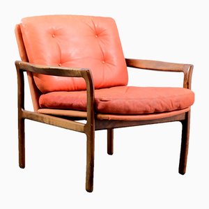 Poltrona in pelle rossa di Walter Knoll / Wilhelm Knoll, anni '60