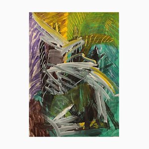 Ivy Lysdal, Gouache on Cardboard, Abstract Modernist Painting, Late 20th-Century