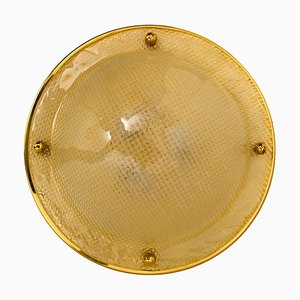 Textured Murano Glass Flush Mount / Wall Light from Hillebrand, 1965