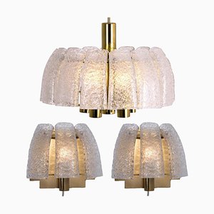 Lampadario con due applique di Doria, set di 3