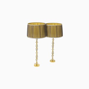 Lamps in Glass and Gilt Bronze, 1940s, Set of 2