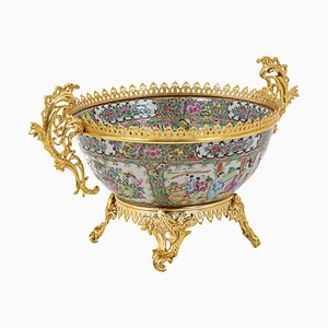 Cup in Canton Porcelain and Gilt Bronze, 1880s