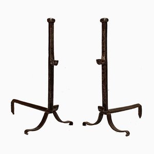 Louis XIII Style Wrought Iron Andirons, Set of 2