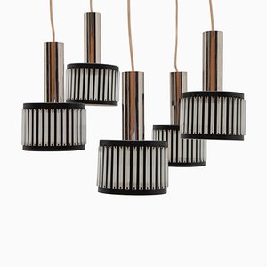 Black and Clear Lucite Five Shade Cascade Chandelier