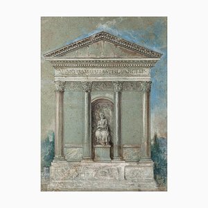 Unknown - Neoclassical Architecture - Original Ink, Pastel and Watercolor - 19th Century