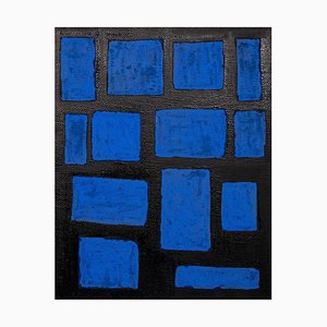 Giorgio Lo Fermo - Blue Shapes - Original Oil Paint - 2015