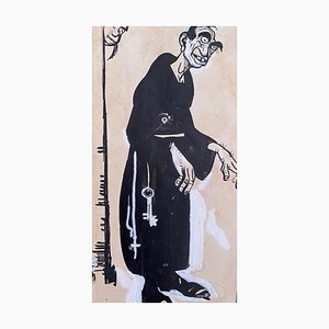 Gabriele Galantara - the Monk - Encre de Chine Originale - 1910s
